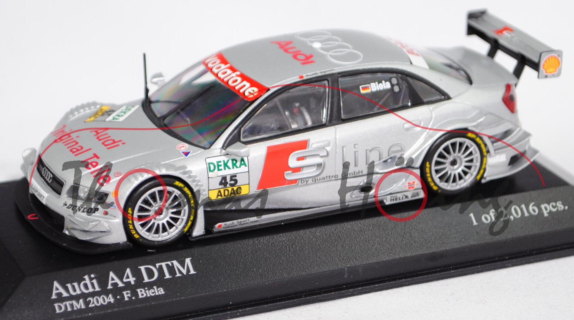 Audi A4 DTM 2004 (B6, Typ 8E2/R11), silber, DTM 2004, Frank Biela, Nr. 45, Minichamps, 1:43, PC-Box