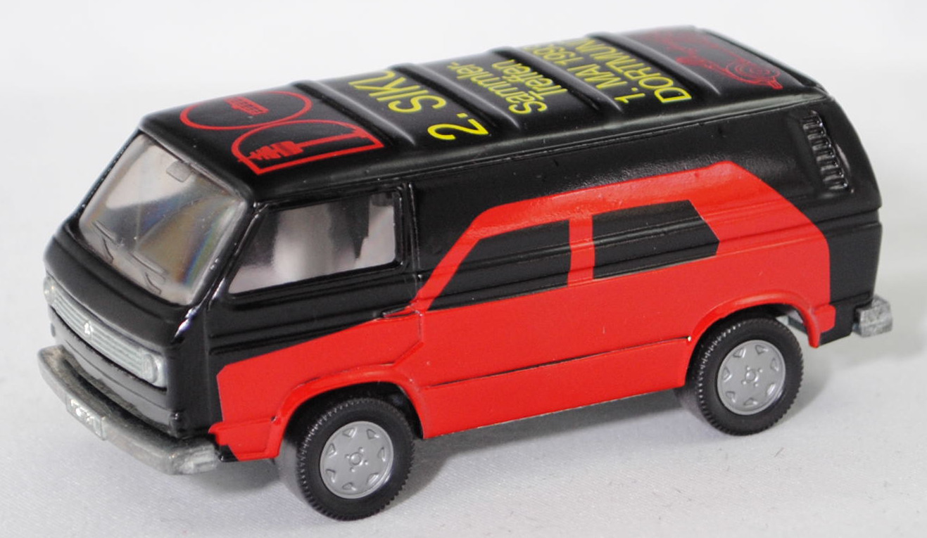 VW Transporter Kastenwagen (T3, Modell '80, Mod. 79-82), schwarz, DO / 2. SIKU / Sammler- / Treffen / 1. Mai 1993 / DORTMUND, B6, SIKU SUPER, 1:60, m (Limited Edition)