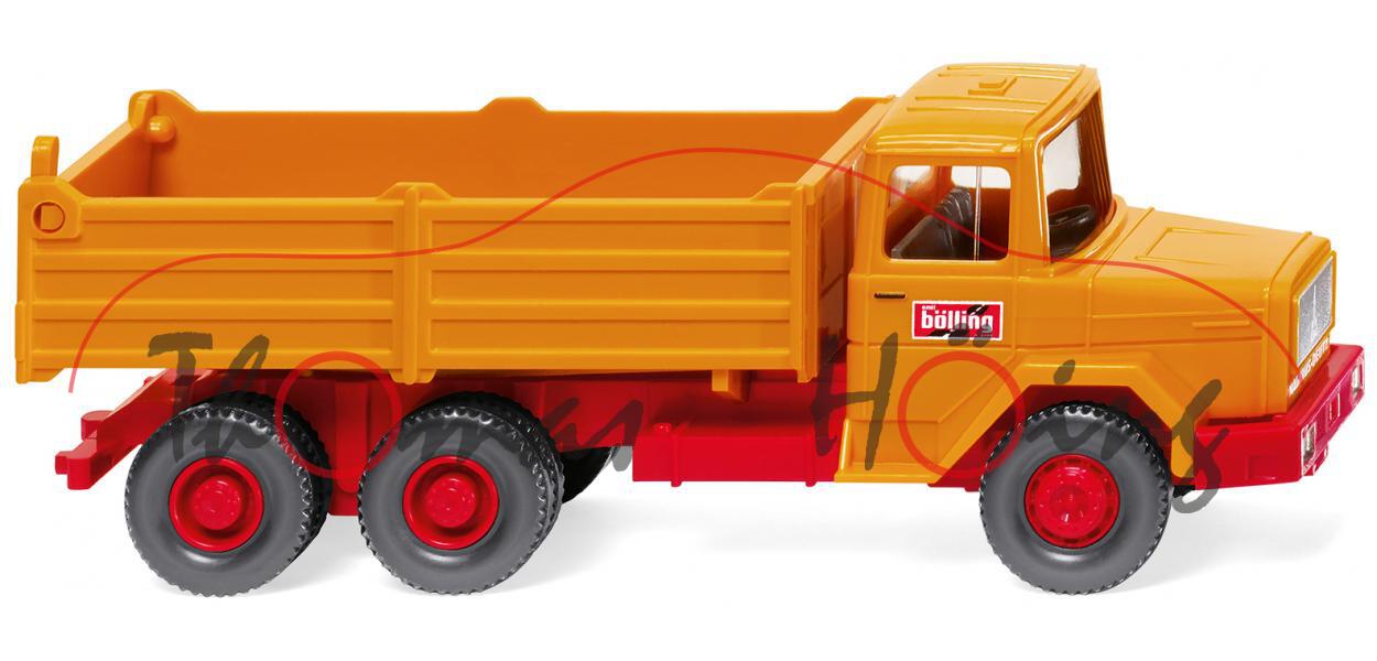 Magirus-Deutz Eckhauber (Modell 1970-1978) Hochbordkipper, gelb, Emil Bölling, Wiking, 1:87, mb