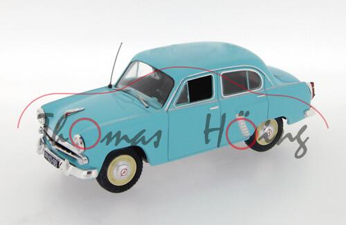 Moskwitsch 402, Baujahr 1957, Modell 1956-1965, hell-türkisblau, IST Models, 1:43, PC-Box