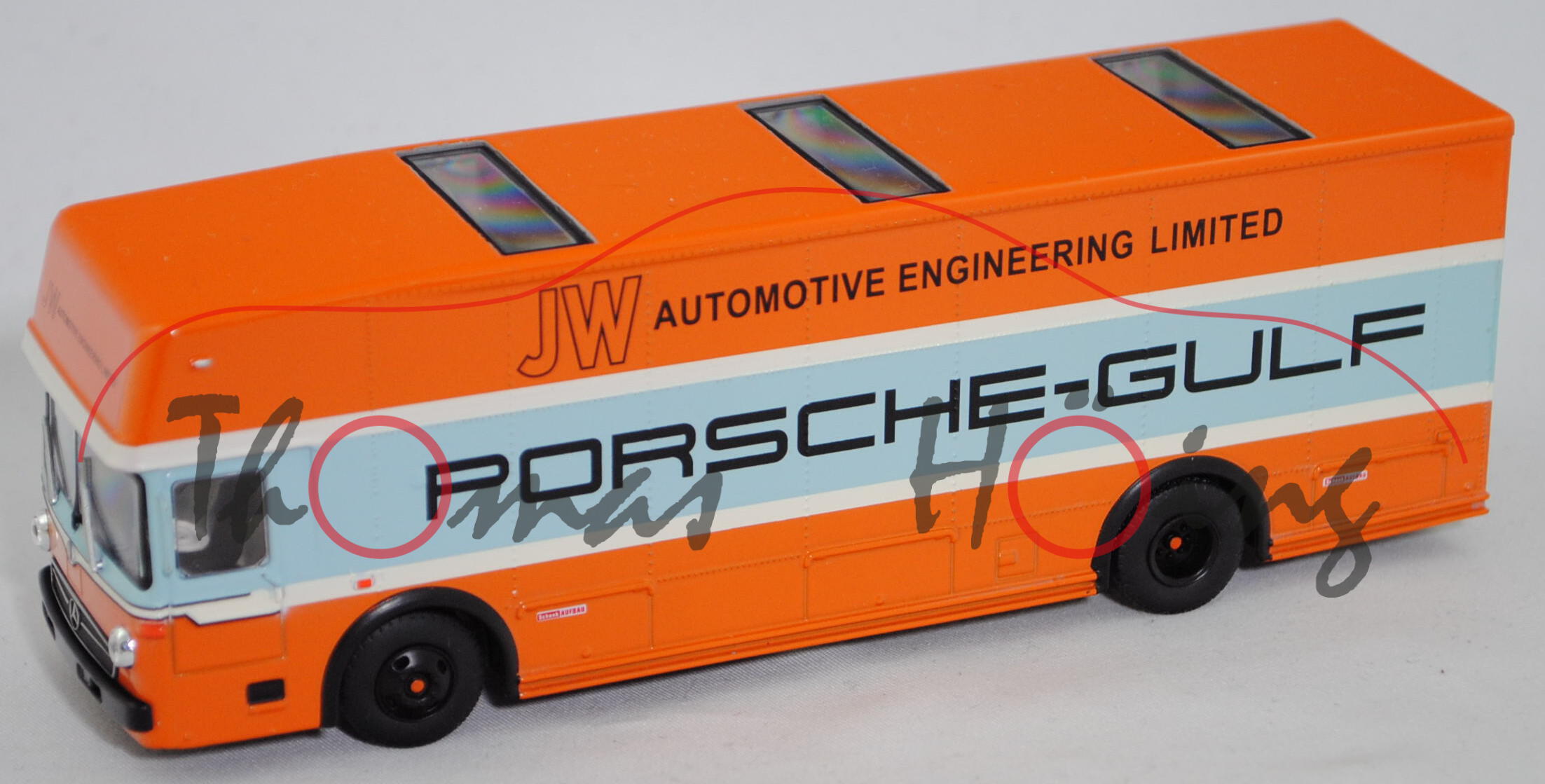 Mercedes-Benz O 317 K Renntransporter, orange, J. W. Automotive Engineering Ltd, Schuco, 1:64, mb