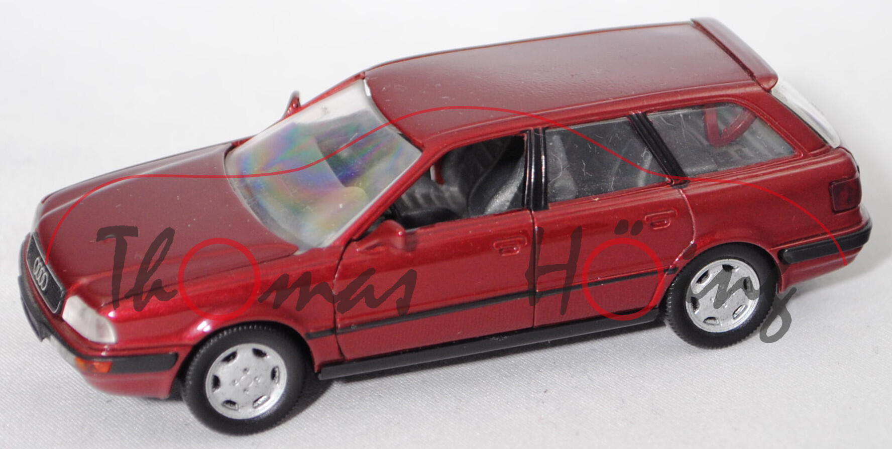 Audi 80 Avant quattro 2.8 E (B4, Typ 8C, Mod. 1992-1995), zyclam perleffekt, Schabak, 1:43, Werbebox