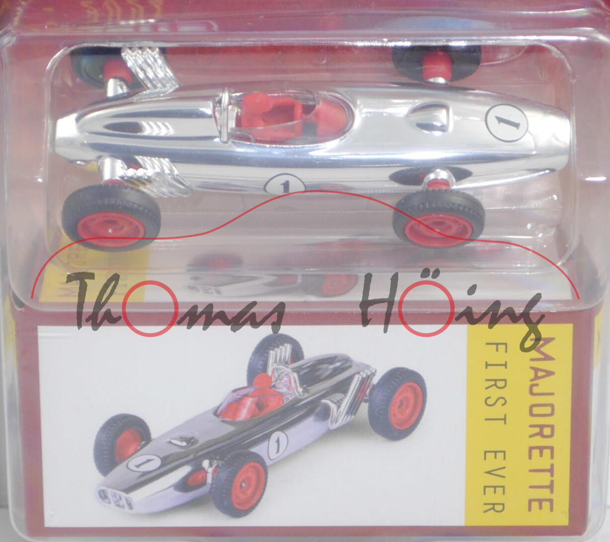 BRM P57 Formel 1 Rennwagen (Typ P578, Mod. 62) (First Ever), chrom, Nr. 1, majorette, 1:50, Blister