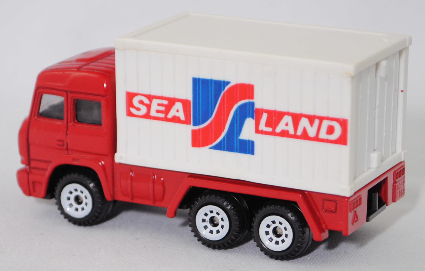 00001 Iveco TurboStar 240-36 6x2 (Modell 1987-1990) Container-Transporter, karminrot, Bpr. 0815 / 0816, C1 reinweiß, 1:86, Container reinweiß, SEA LAND, 1:121, SIKU SUPER, m