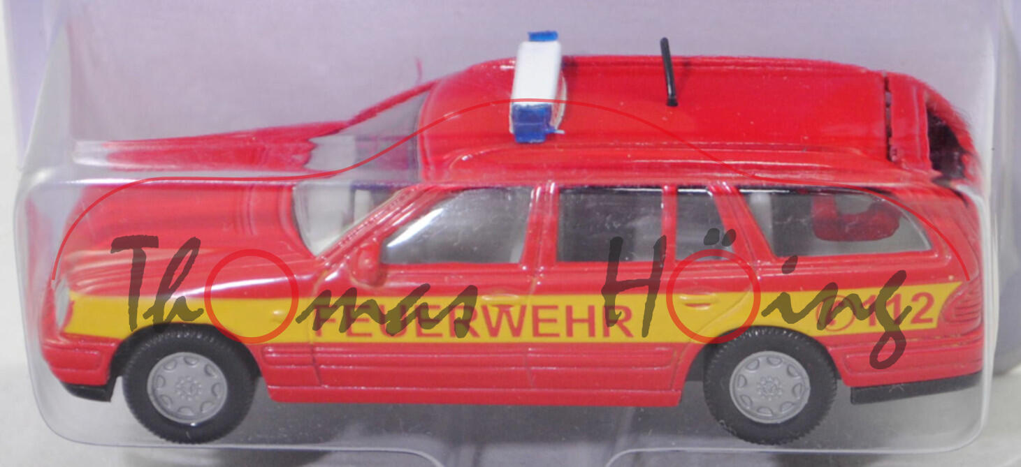 00000 Mercedes-Benz E 290 Turbodiesel T (S 210, Mod. 96-99) Feuerwehr-Einsatzleitwagen, rot, FEUERWEHR C 112, mit Druck TURBODIESEL, SIKU, 1:56, P26