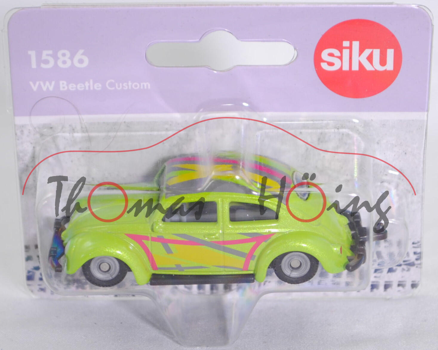 00000 VW Käfer 1200 Limousine (1. Generation, Typ 11, Modell 1955-1957) Custom, hell-gelbgrünmetallic, SIKU, 1:56, P29f