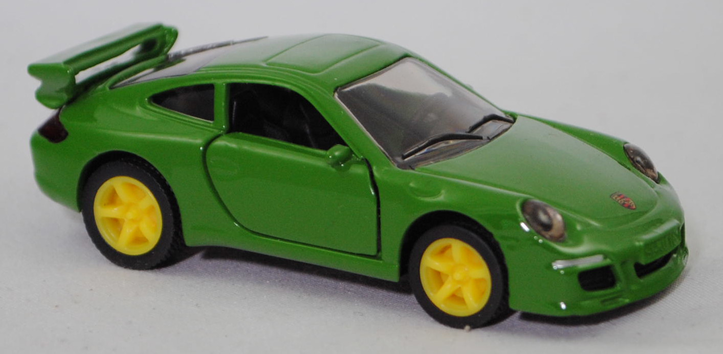 00006 Porsche 911 Carrera S (Typ 997.1 Coupé / 997 MK1 Coupé, Vorfacelift, Modell 2004-2008), hell-grasgrün, B22a / B22b geschlossen zinkgelb, SIKU SUPER, 1:55, m