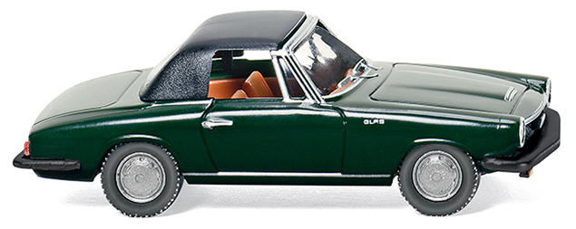 Glas 1700 GT Cabrio geschlossen (Modell 1965-1967, Baujahr 1965), dunkelgrün, Verdeck schwarz, Wikin