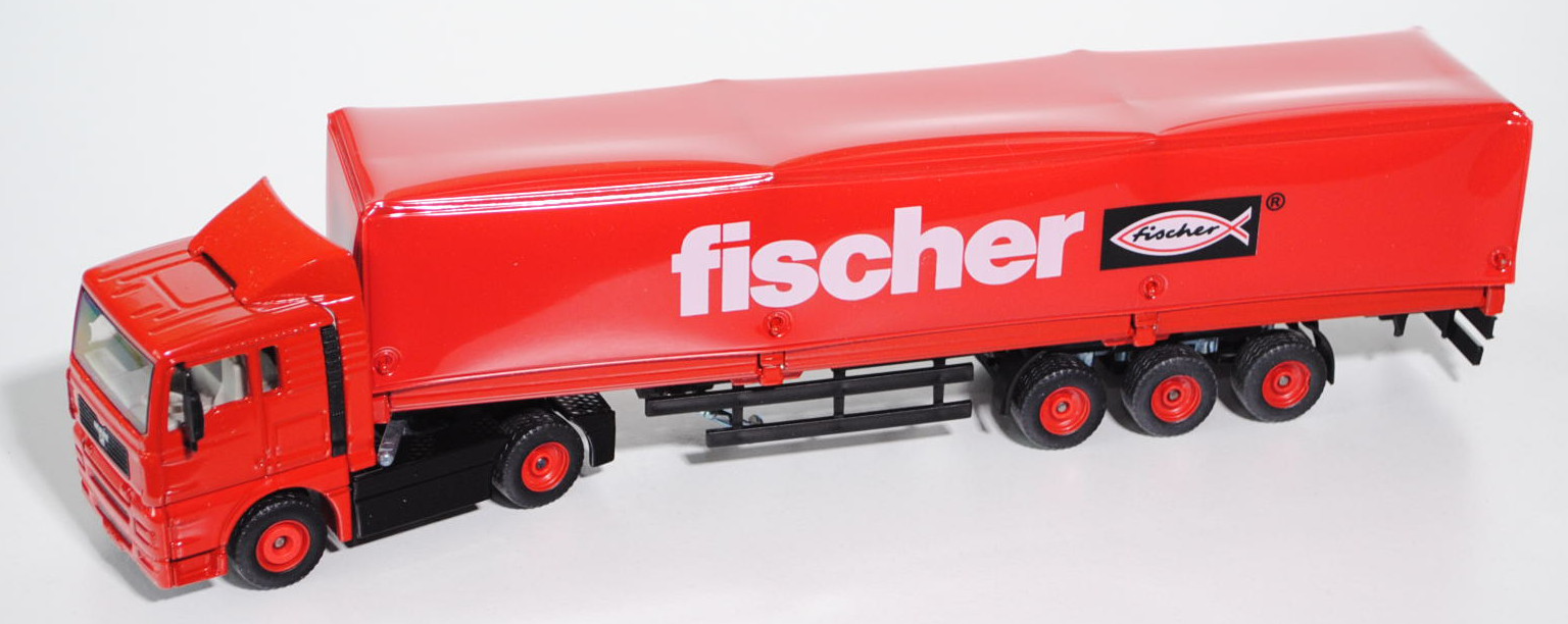 MAN TGA Sattelzug mit Plane, verkehrsrot/schwarz, fischer und fischer-Logo, LKW16, L15