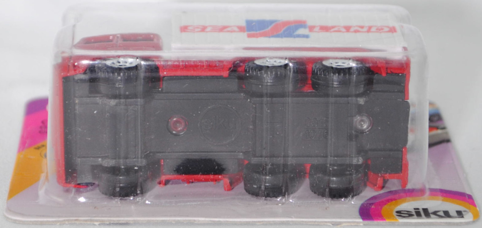 00001 Iveco TurboStar 240-36 6x2 (Modell 1987-1990) Container-Transporter, rot, Bpr. 0815 / 1016, C1 weiß, 1:86, Container reinweiß, SEA LAND in ultramarinblau/rot, 1:121, SIKU SUPER, P23