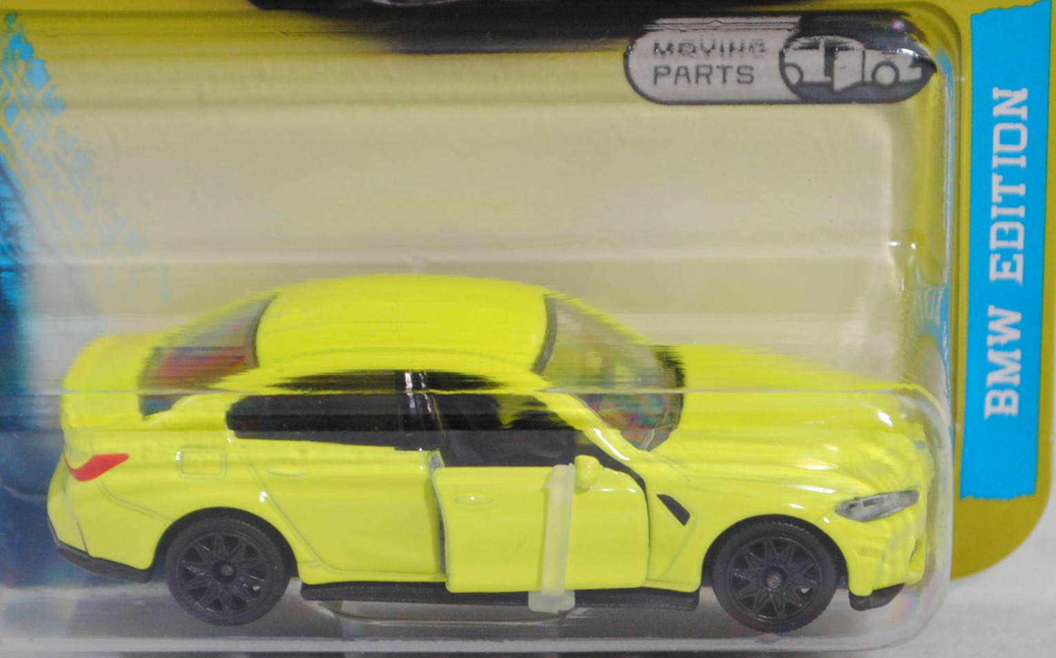 BMW M3 Limousine (G80, Modell 2021-) (Nr. 257G), leuchtgelb (M Sao Paulo gelb uni), majorette, 1:62, Blister (BMW EDITION PREMIUM CARS)