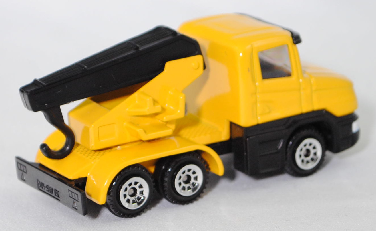 00003 Scania T114GB 6x4 NZ 340 (Serie 4, Fahrerhaustyp CT14, Modell 1995-1998) Abschleppwagen, gelb, Ausleger mit Abschlepphaken schwarz, C1 chrom, SIKU SUPER, 1:86, m