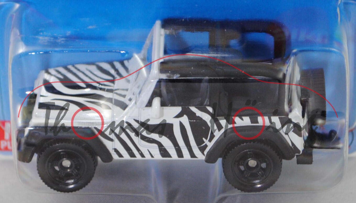 00000 Jeep Wrangler Sport 4.0 (TJ, Facelift 2002, Modell 2002-2006) Safari, weiß/schwarz, SIKU, 1:55, P29e