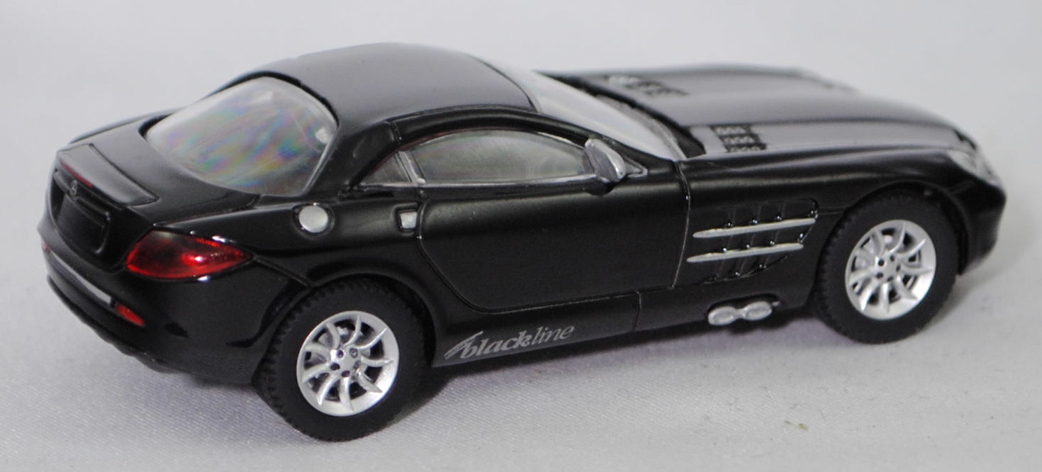 00402 Mercedes-Benz SLR McLaren (1. Generation, C 199, Modell 2004-2008), schwarz, blackline, Bpr. 1004, B25a / B25b silber, SIKU SUPER, 1:55, m (Limited Edition)