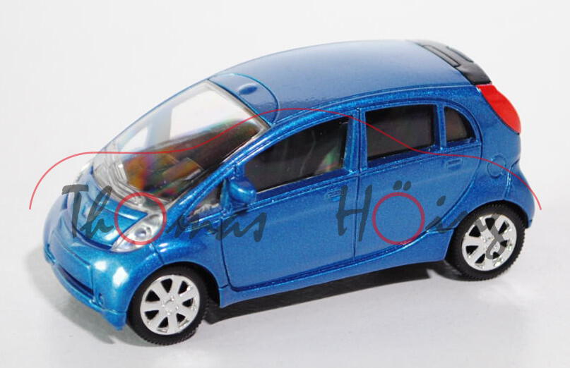 Peugeot iOn, Modell 2011-, azurblaumetallic, ca. 1:54, Norev SHOWROOM, Werbeschachtel