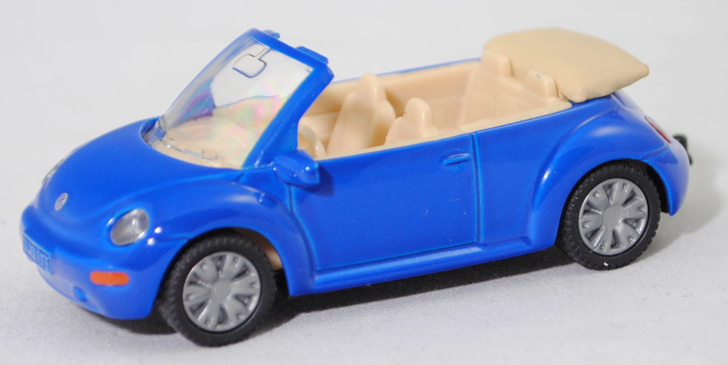 00000 VW New Beetle Cabriolet 2.0 (1. Generation, interne Baureihenbezeichnung 1Y, Vorfacelift, Modell 2003-2005), hell-ultramarinblau, SIKU SUPER, 1:55, m