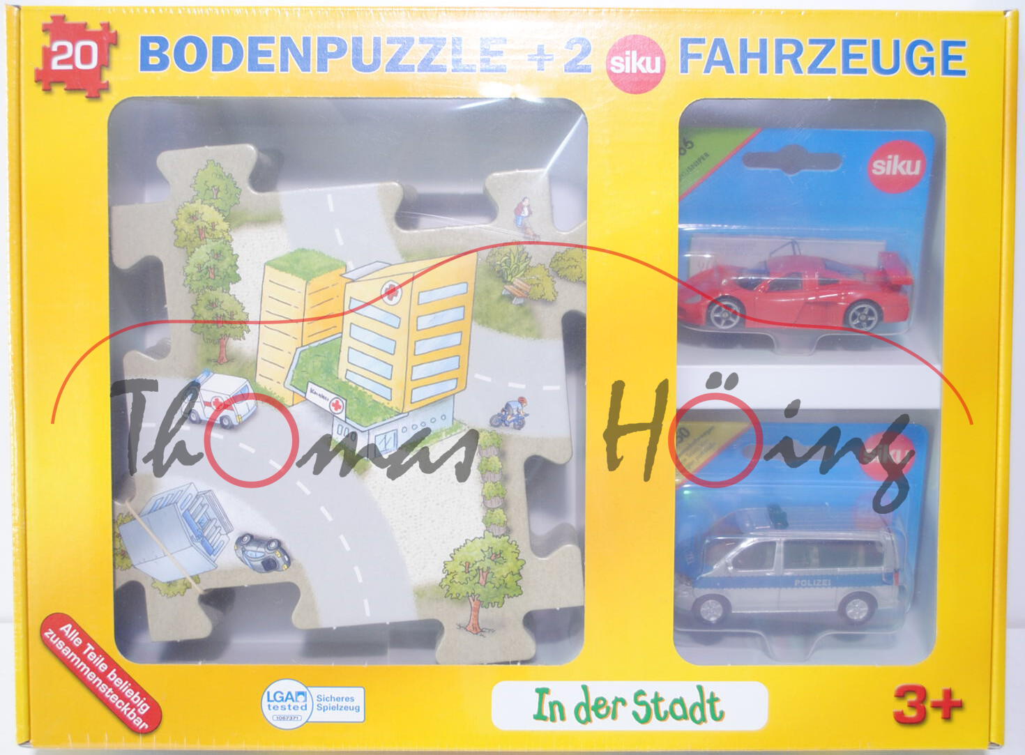 00001 20 teiliges Bodenpuzzle (78 x 63 cm) Stadt incl. 2 Siku Modelle (0866 00011 SIKU Sniper, feuer