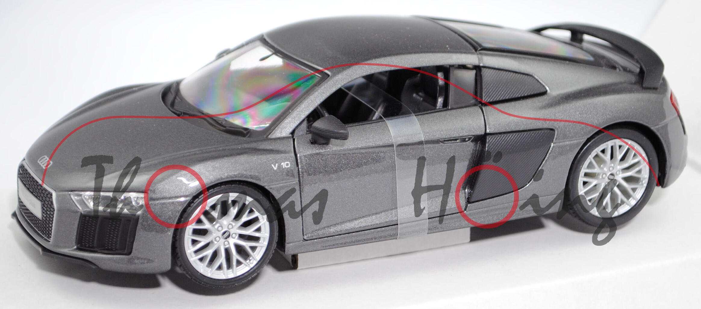 Audi R8 V10 plus (2. Gen., Baureihe 4S, Typ Coupé, Modell 2015-2019), graumetallic, Maisto, 1:24, mb