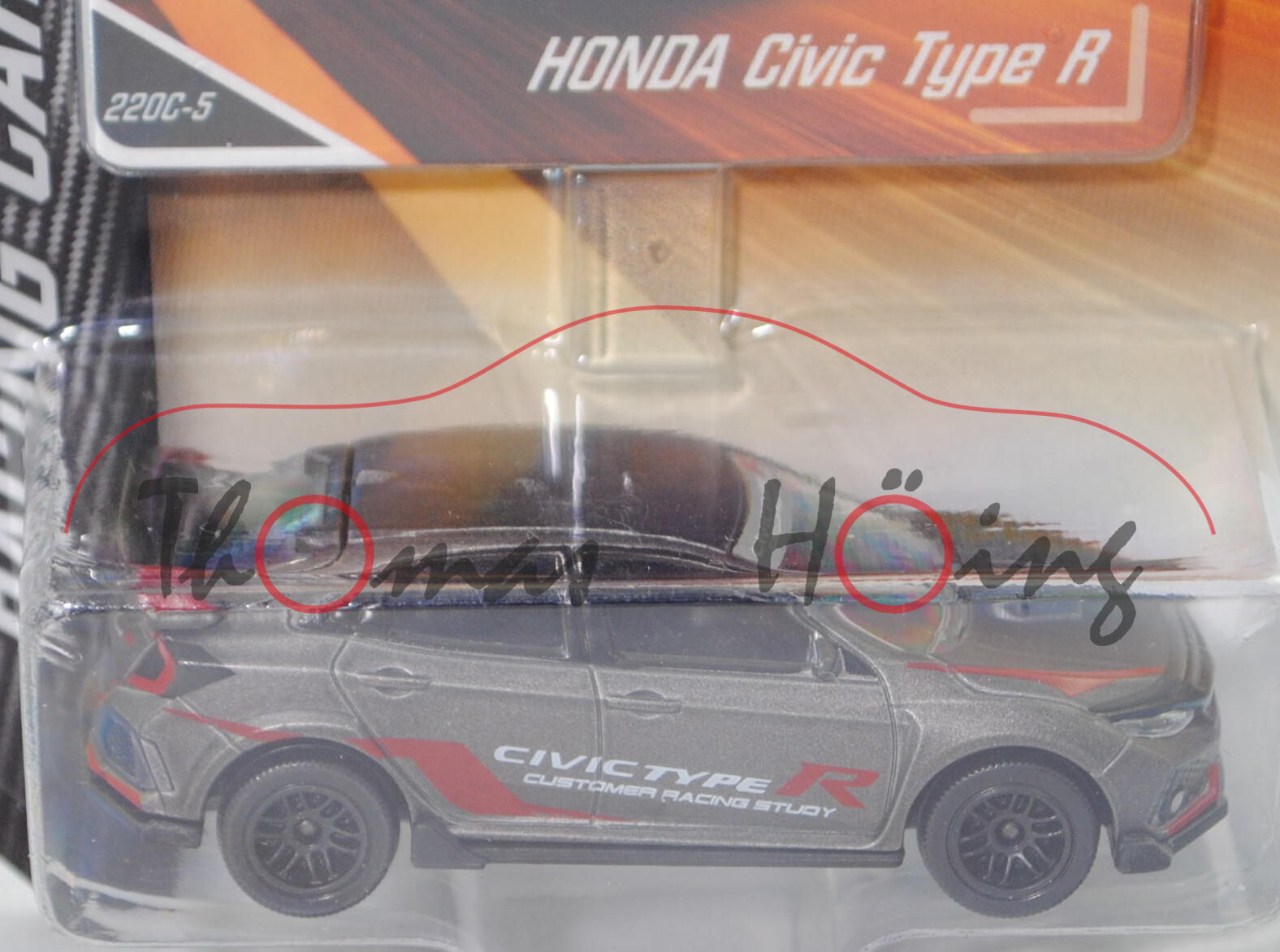 Honda Civic Type R (5. Generation, Typ FK8, Modell 2017-), h.-quarzgraumetallic, majorette, 1:58, mb