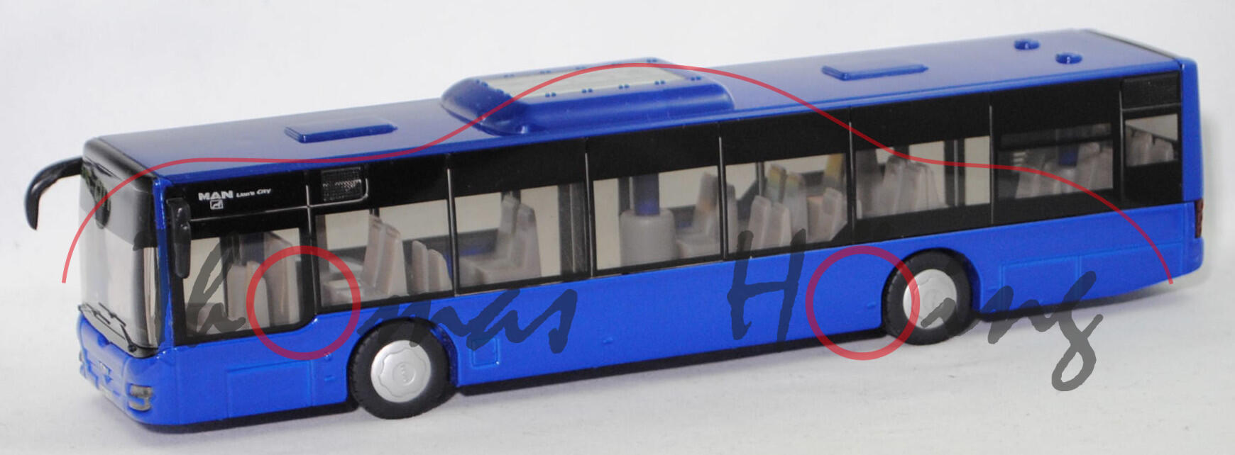 99900 EU MAN Lion's City Solobus (Modell 2004-2009), hell-ultramarinblau, o.K., Bpr. ohne Firmenadresse, SIKU, 1:50, L17mK vergilbt