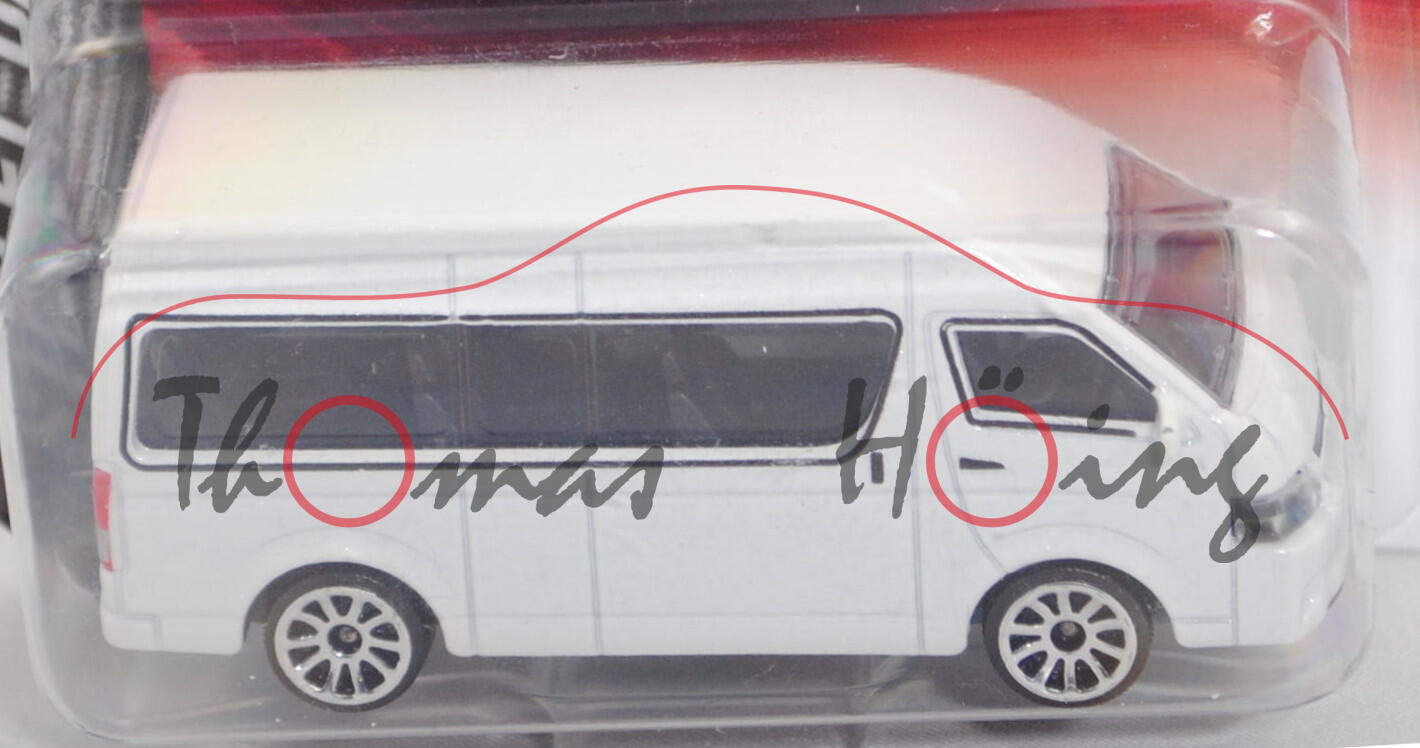 Toyota HiAce Commuter (5. Gen., Typ H200, Modell 2016-2018), perlmuttweißmet., majorette, 1:69, mb