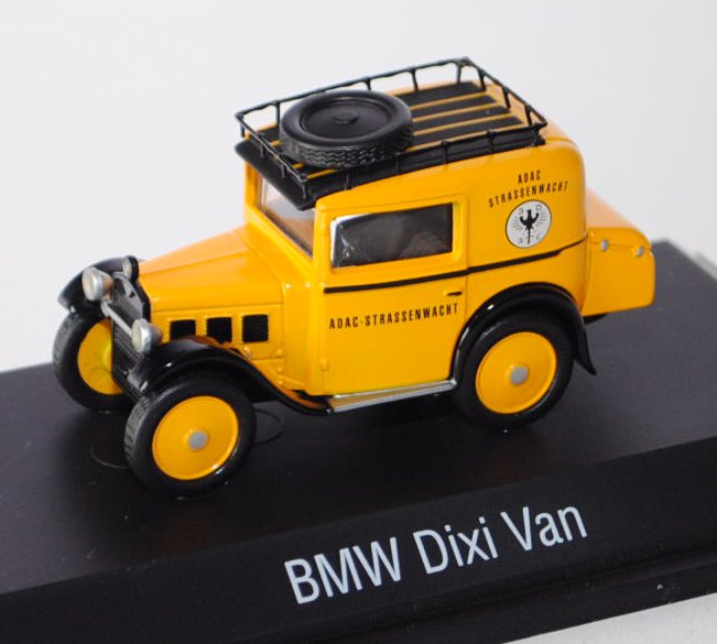 BMW Dixi Van Lieferwagen, Modell 1932, signalgelb, ADAC-STRASSENWACHT, Schuco, 1:43, PC-Box