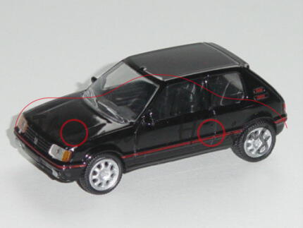 Peugeot 205 GTI, Modell 1984-1995, schwarz, 1:54, Norev RETRO, mb