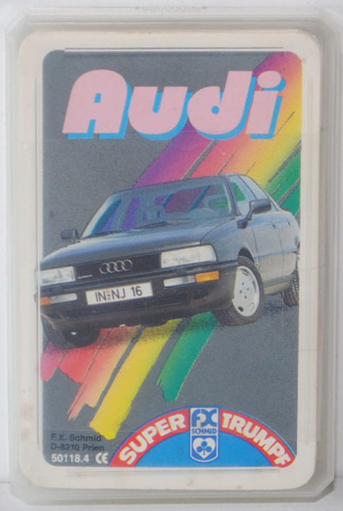 Quartett Audi, 33 Karten, u.a. mit Audi 80 / 90 / 100 / 200 / Coupé / V8 / quattro / Sport quattro /