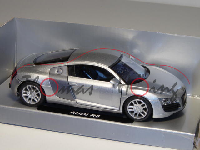 Audi R8, Mj. 2007, silber, NewRay, 1:32, mb