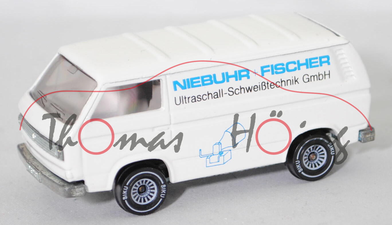 VW Transporter Kastenwagen (T3, Modell '80, Modell 1979-1982), reinweiß, NIEBUHR + FISCHER / Ultraschall-Schweißtechnik GmbH, B4, SIKU, 1:60, m (Limited Edition)