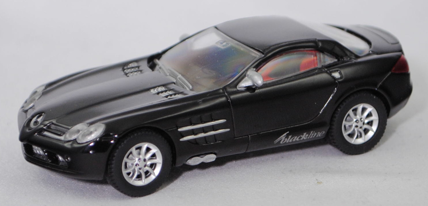 00402 Mercedes-Benz SLR McLaren (1. Generation, C 199, Modell 2004-2008), schwarz, blackline, Bpr. 1004, B25a / B25b silber, SIKU SUPER, 1:55, m (Limited Edition)