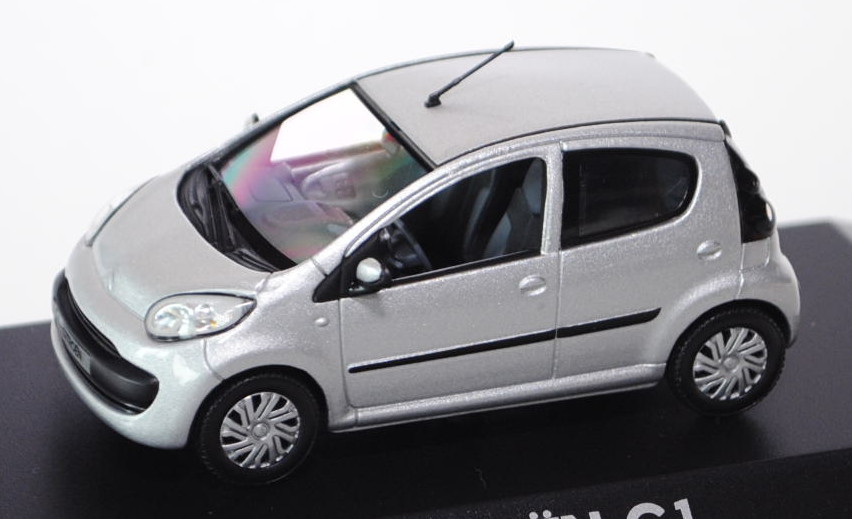 Citroen C1 Fünftürer, Modell 2005-2008, silber, Norev, 1:43, Werbeschachtel