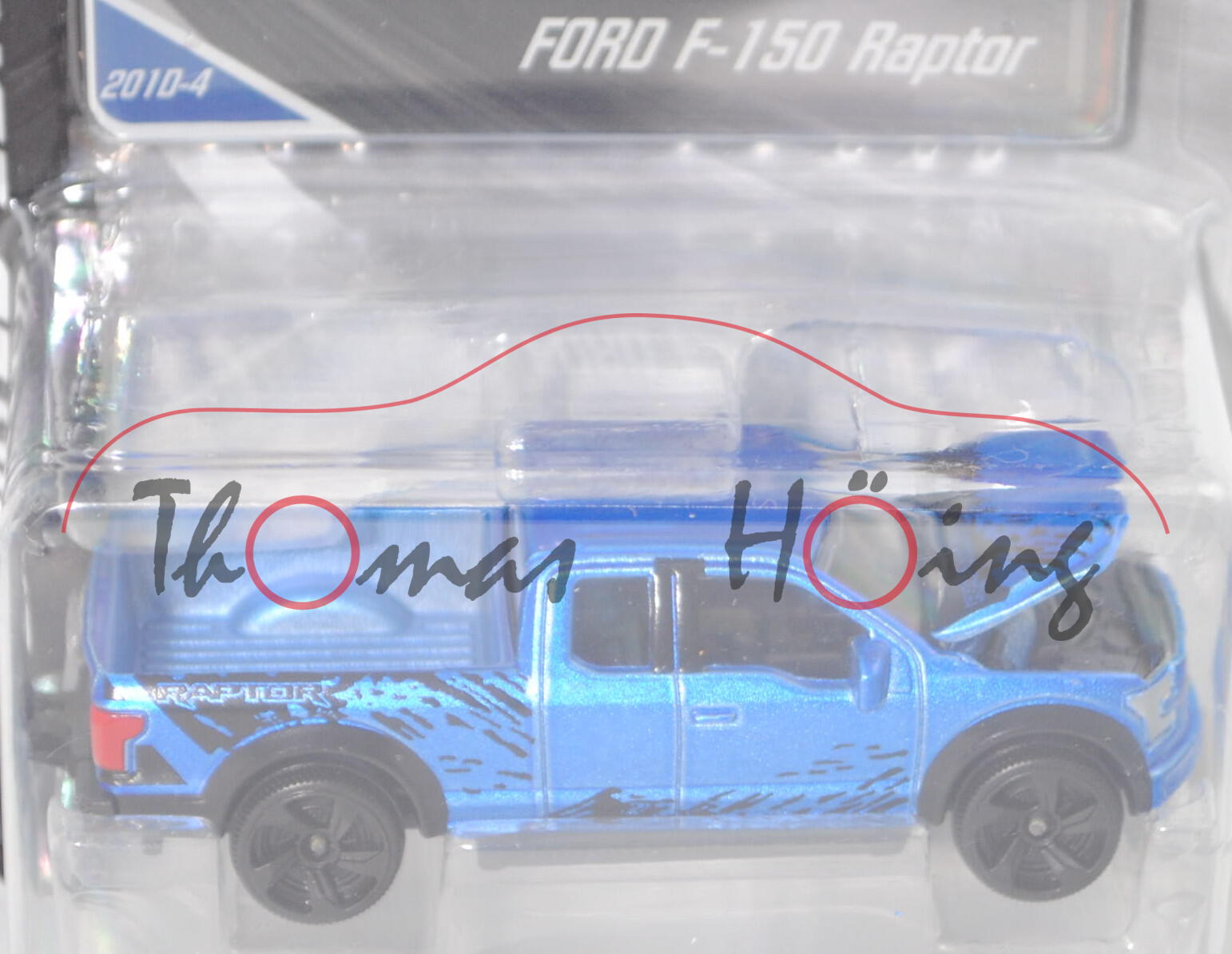 Ford F-150 Raptor SuperCab Race Truck (13. Gen., Modell 14-), h.-signalblaumet., majorette, 1:72, mb