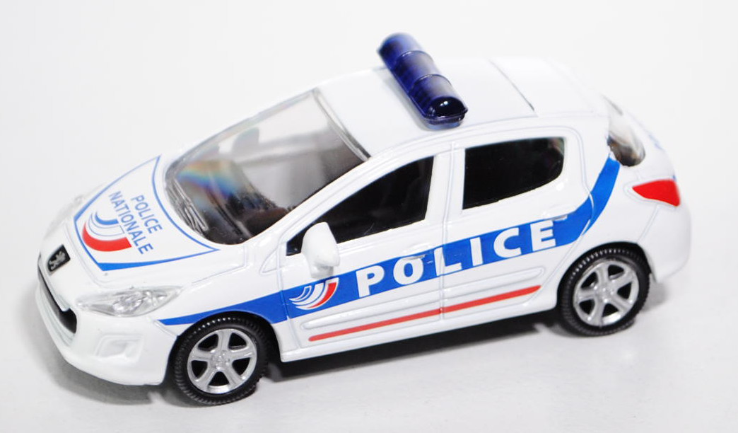 Peugeot 308, reinweiß, Streifen seitlich signalblau, POLICE / POLICE / NATIONALE / 17, 1:50, Norev E