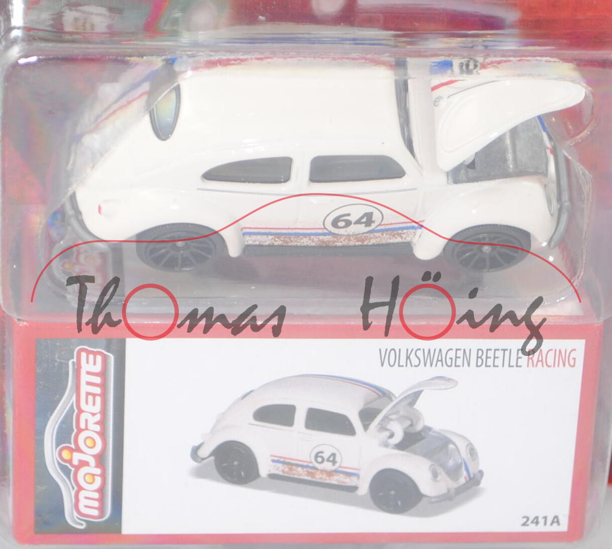 VW Beetle / Käfer Standardlimousine (Typ 11, Mod. 53-57) Racing, perlweiß, 64, majorette, 1:64, mb