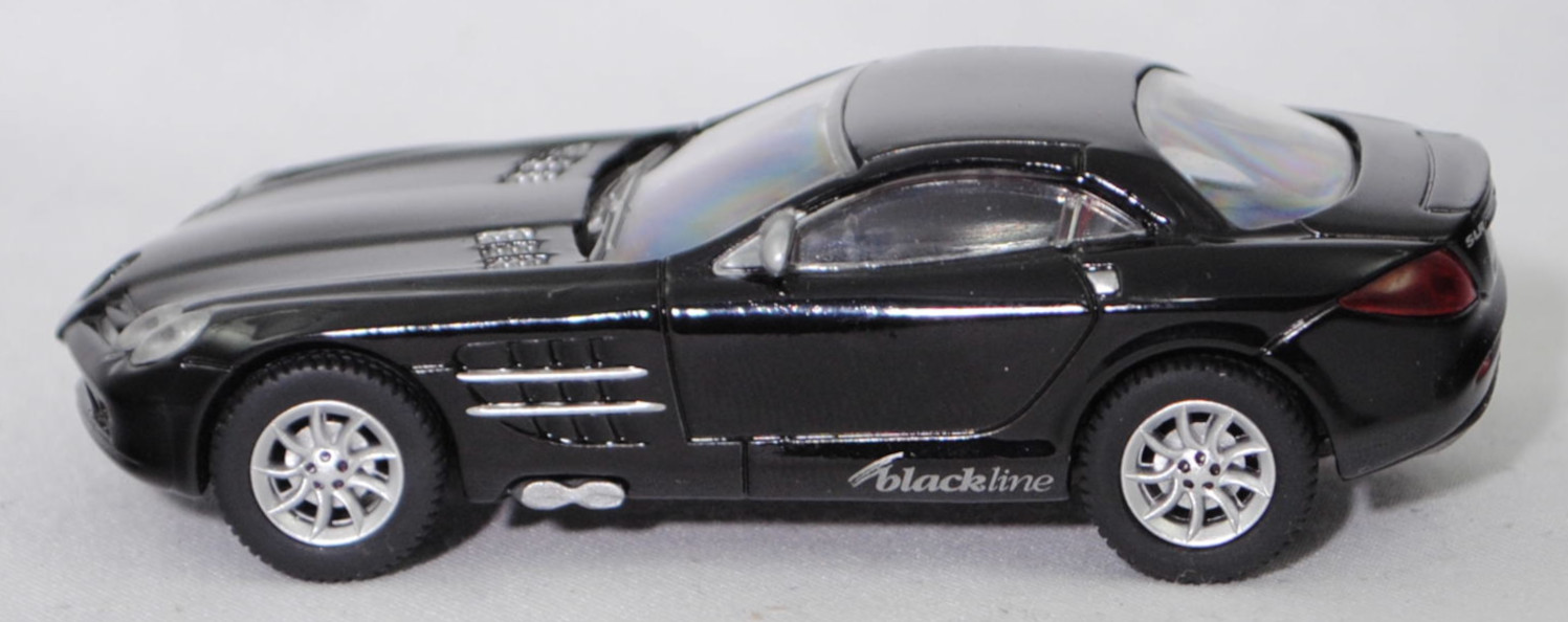 00402 Mercedes-Benz SLR McLaren (1. Generation, C 199, Modell 2004-2008), schwarz, blackline, Bpr. 1004, B25a / B25b silber, SIKU SUPER, 1:55, m (Limited Edition)