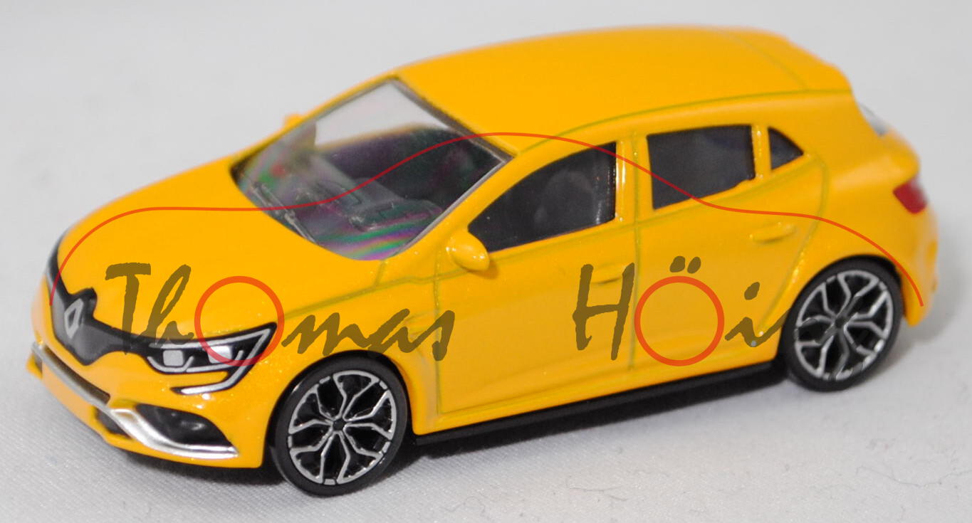 Renault Mégane IV R.S. 2017 (4. Generation, Modell 2018-), sirius-gelb metallic, Norev, 1:64, mb