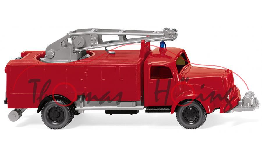 Feuerwehr - Mercedes-Benz L 5000 Rüstkranwagen (Mod. 1949-1952), rot/schwarz, Wiking, 1:87, mb