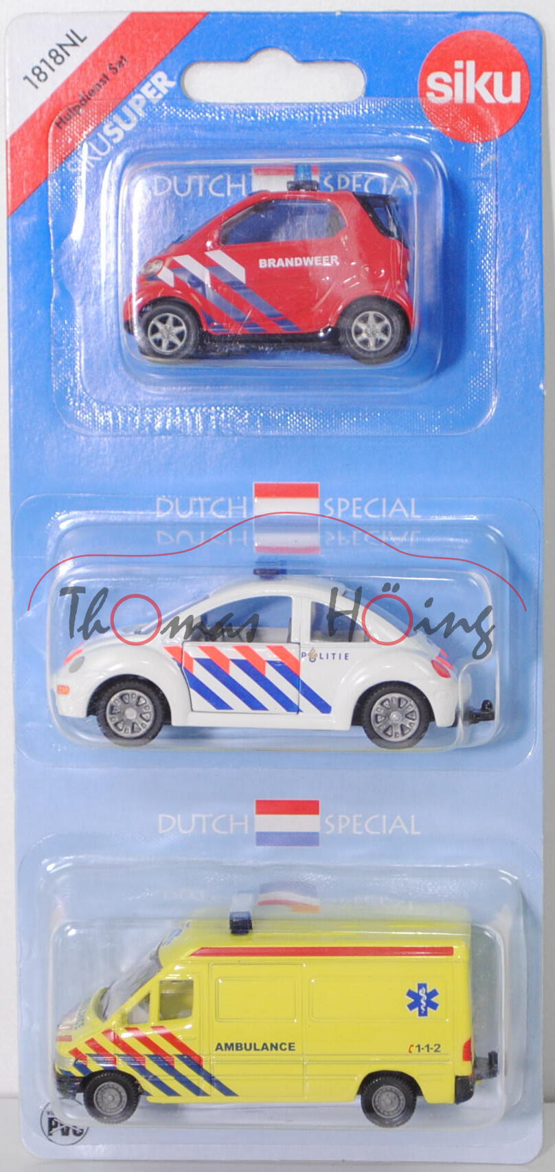 00300 NL Hulpdienst Set, m. smart fortwo coupé+VW New Beetle+MB Sprinter I, BRANDWEER / POLICE, P28c