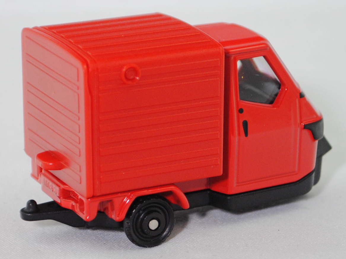 00001 Ape 50 2T E4 Kasten (Typ E4, Modellcode E33L000A40, Modell 2019-), verkehrsrot (red sprint), Chassis ohne kleine Niete vor der Hinterachse, SIKU SUPER, 1:43, P29e