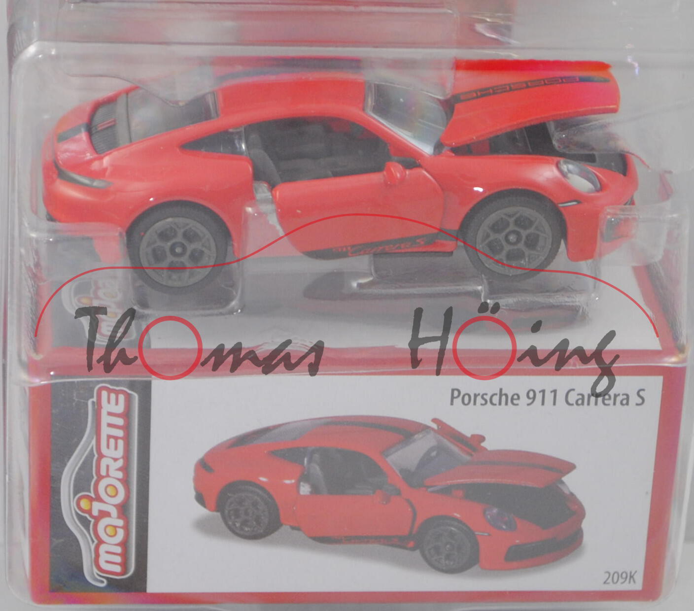 Porsche 911 Carrera S Coupé (8. Gen., Typ 992, Mod. 2018-), rot, majorette, 1:60, mb (TOY FAIR 2020)