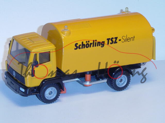 Mercedes LN-2 Straßenkehrmaschine, melonengelb, Schörling TSZ-Silent, innen gelb, LKW12