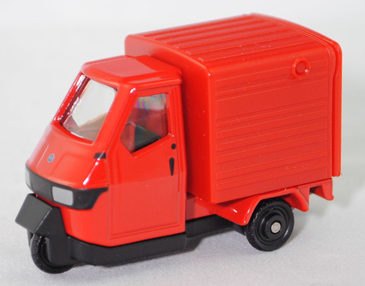 00001 Ape 50 2T E4 Kasten (Typ E4, Modellcode E33L000A40, Modell 2019-), verkehrsrot (red sprint), Chassis ohne kleine Niete vor der Hinterachse, SIKU SUPER, 1:43, P29e