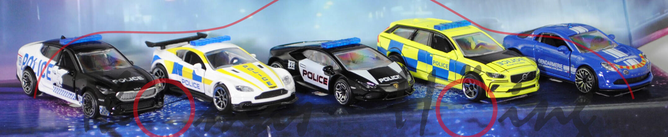 RESCUE WORLD Giftpack: Kia Stinger + ASTON MARTIN Vantage GT8 + Lamborghini Huracán + Volvo V90 + ALPINE A110 S, majorette, mb