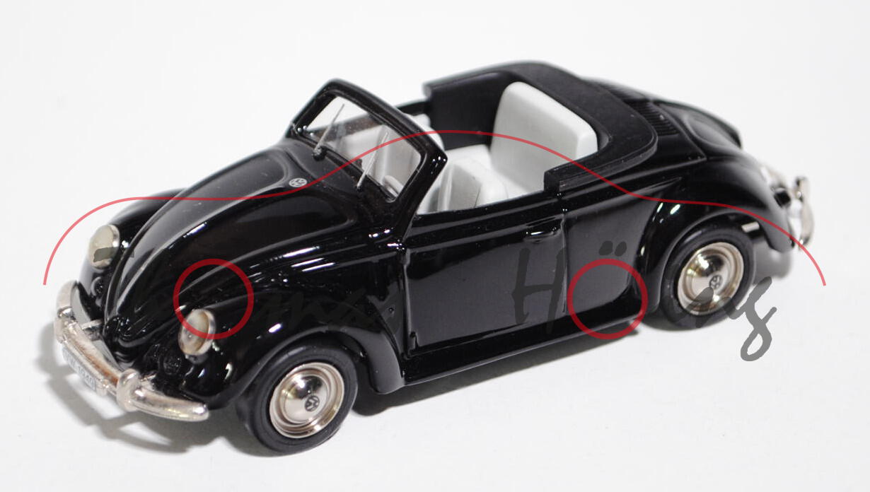 VW-Hebmüller-Cabriolet offen (Typ 14), Modell 1949-1952, Baujahr 1949, schwarz, innen lichtgrau, Ver