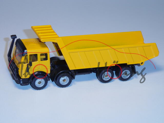 Mercedes SK Muldenkipper, melonengelb, Rammschutz schwarz, LKW12, L13