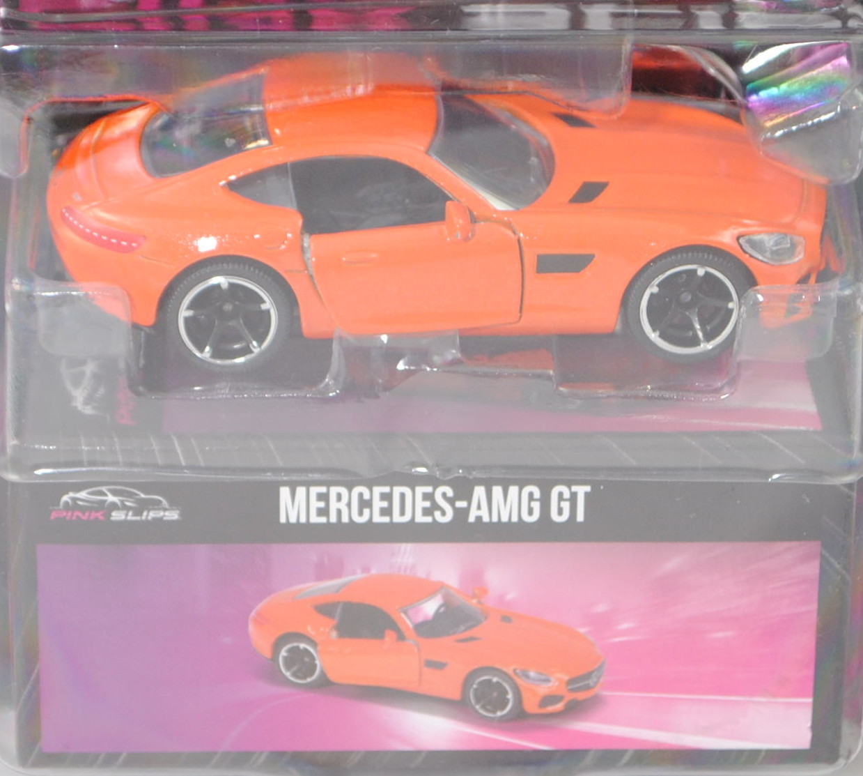 Mercedes-AMG GT Coupé (C 190, Mod. 15-17), hellrotorangemet., Jada TOYS by majorette, 1:60, Blister