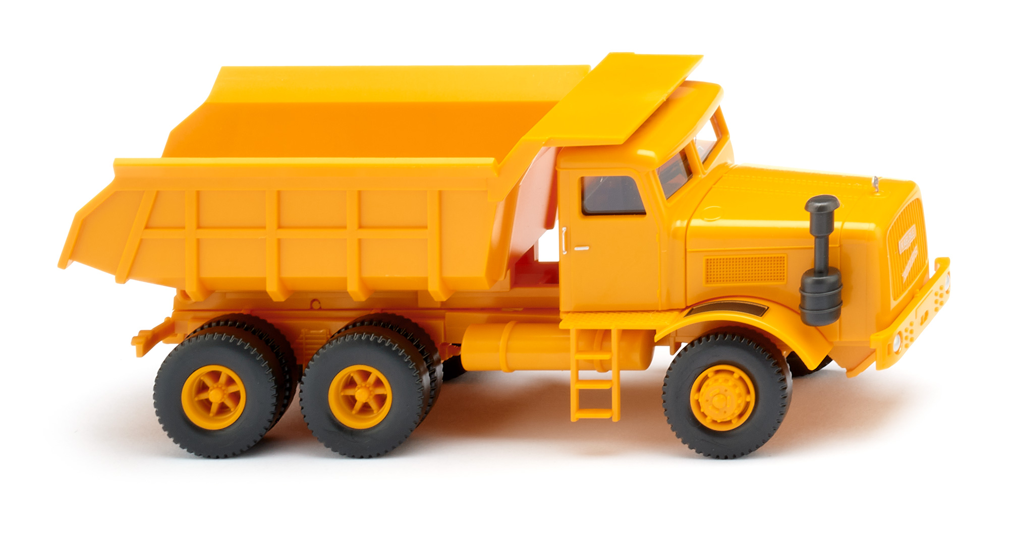 Kaelble KDV 22 E 8 6x4 (Typ einreihiges Fahrerhaus, Modell 1962-1963) Muldenkipper mit Fahrerhausschutzschild (Hersteller: Franz Xaver MEILLER), maisgelb, Wiking, 1:87, mb