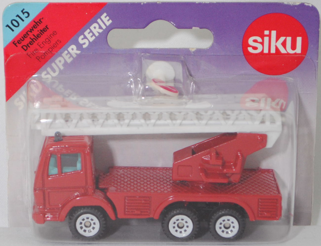 00001 Metz Hubrettungsfahrzeug DL 23-12 S auf Fahrgestell Mercedes-Benz SK 2429 6x4/41 (Modell 1989-1994) (Feuerwehr-Drehleiter), rot, Bpr. 0811/1019/1015, SIKU SUPER, 1:83, P27