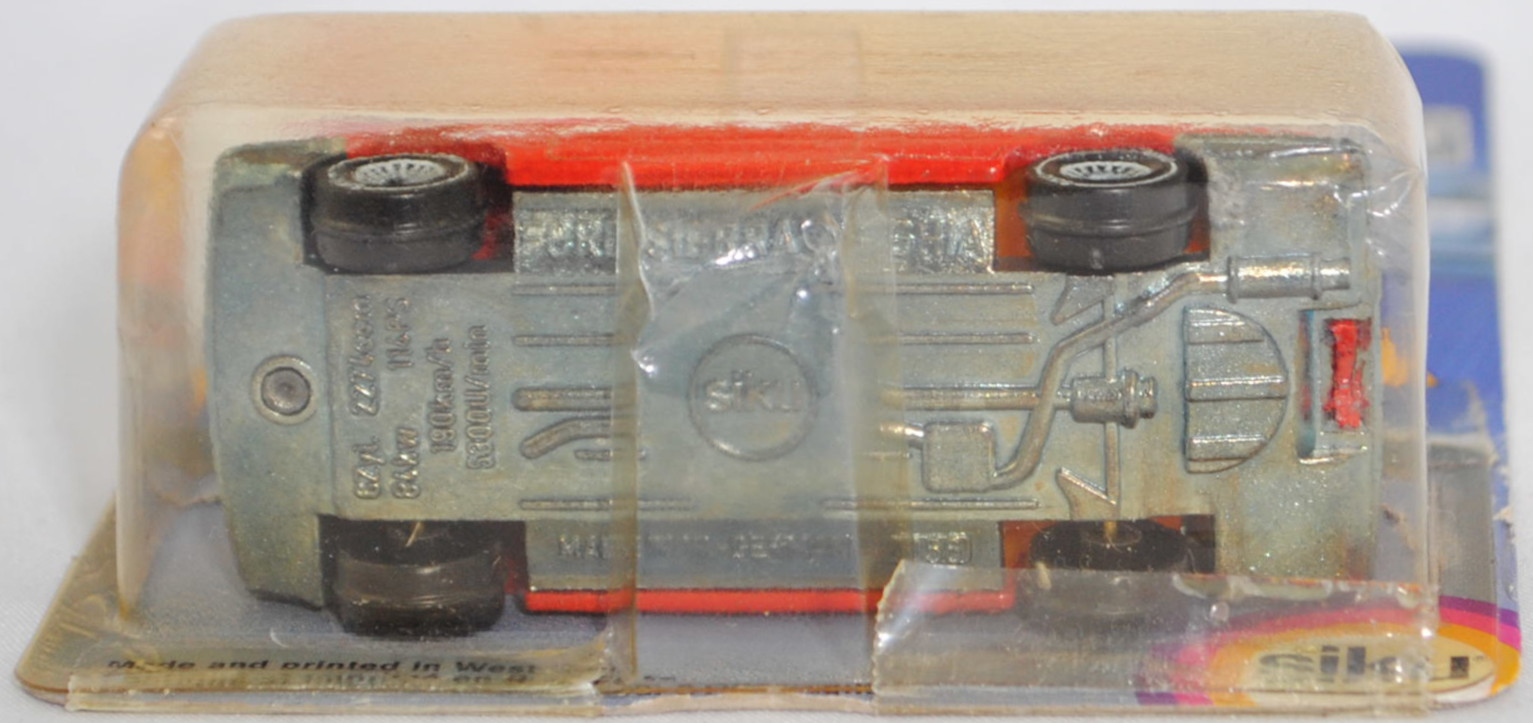 00000 Ford Sierra 2.3 Ghia (1. Generation, Typ Sierra '82 oder Mk1, GBC, Vorfacelift, Modell 1982-1984), hell-verkehrsrot, innen chromgelb, SIKU SUPER, 1:55, P21 vergilbt